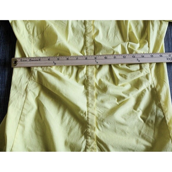 Lafayette 148 Yellow 3/4 Sleeve Ruched Gathered Stretch Button Up Top Blouse 6 - Picture 7 of 8